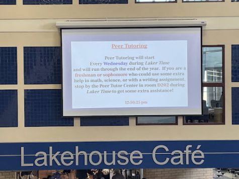 The cafeteria projects details for the peer tutoring program during lunch hours