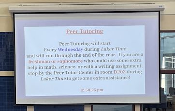 The cafeteria projects details for the peer tutoring program during lunch hours