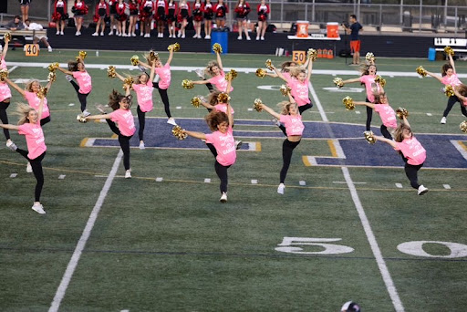 The fall dance team performing at a Prior Lake football game.

