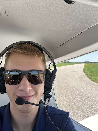 Michael on one of his flights at Flying Cloud Airport