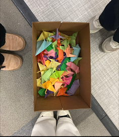 Origami figures created by the Crafts for Comfort Club were donated to St. Francis Medical Center