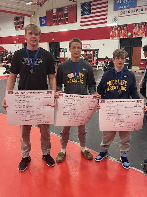 Brock Zurn, John Graham, and Liam Collins after their 1st Place finishes at the Elk River invitational