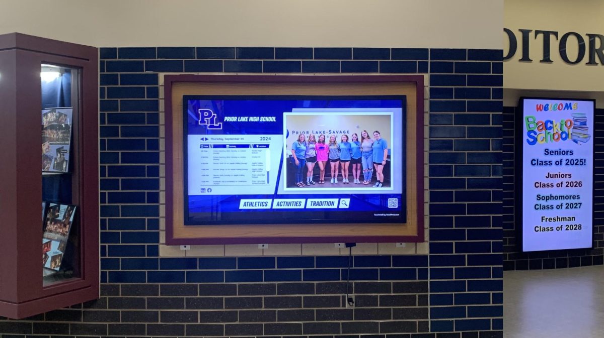 The new PLHS Interactive Video Display near the auditorium