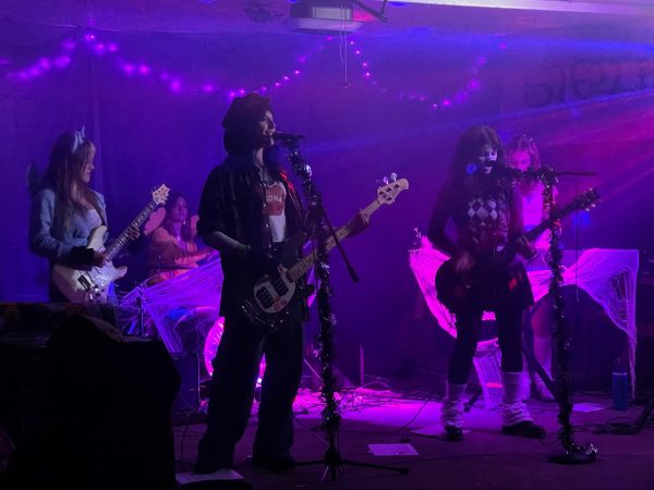 Stellify playing at their Halloween concert (Aubrie, Rowan, Genevieve, Claire, and Anastasia)